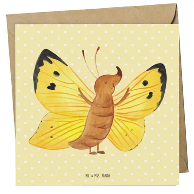 Produktbild von Mr. & Mrs. Panda Grußkarte Schmetterling Zitronenfalter - Gelb Pastell - Geschenk, Aussenseiter, Lustige Sprüche, faltkarte, Klappkarte, Selbstliebe, Glückwunschkarte