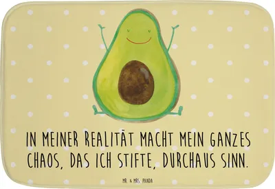Produktbild von Mr. & Mrs. Panda Badematte Avocado Glücklich - Gelb Pastell - Geschenk, Gesund, Badteppich, Verrückt, Badezimmerteppich, fußmatte bad, Chaos, Badezimmer Matte, duschmatte