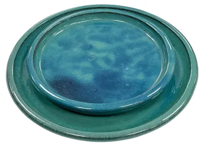 Produktbild von Provencelia Keramik Untersetzer BASE Grün, Ø20 x H5 cm, frostbeständig, handgefertigt, glasiert, Outdoor, Garten, Terrasse, winterfest