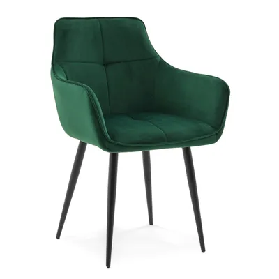 Zdjęcie produktu dla NEW HOME Krzesło glamour QUATTRO tapicerowane krzesło do jadalni do salonu z pikowaniem - zielone - nowoczesne meble aksamit welur bluvel