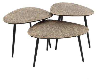 Produktbild von AnLi Style Couchtisch, dreikantig, metallic, 3er-Set