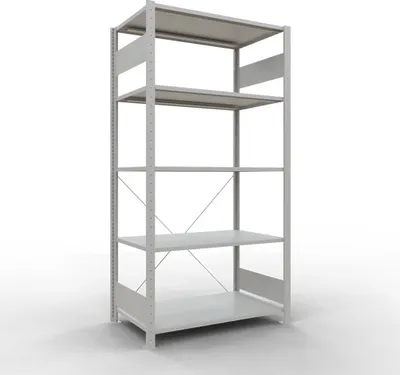 Produktbild von Schulte Fachbodenregal MULTIplus85 Stecksystem | Grundregal | HxBxT 200x100x60cm | 5 Ebenen | Fachlast 85kg | Lichtgrau