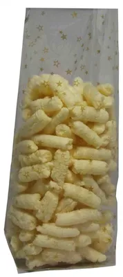 Produktbild von 400 Cello Bodenbeutel Weihnachtsbeutel mit Sternen Gold 145x235mm