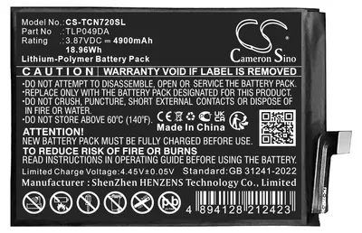 Produktbild von Akku für TCL 50 NXTPAPER 4G, Li-Polymer, 3,85V, 5010mAh, 19,29Wh, built-in, w/o tools
