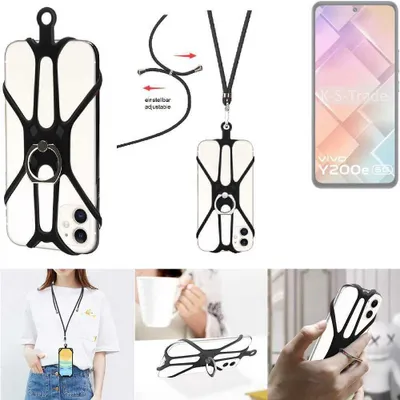 Produktbild von K-S-Trade 3in1 Handykette Handyband Handykordel Halsband Smartphone-Ring Handy-Ring kompatibel mit Vivo Y200e 5G Fingerhalterung Handyring