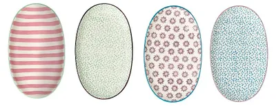 Produktbild von Bloomingville Patrizia Frühstücksteller Blue oval Steingut 4er Set