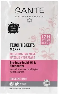 Produktbild von Sante Naturkosmetik 44038, Reinigungsmaske, Frauen, trockene Haut, Feuchtigkeitsspendend, Aqua (Water), Glycine Soja (Soybean) Oil*, Glycerin, Aloe Barbadensis Leaf Juice*, Alcohol..., 4 ml