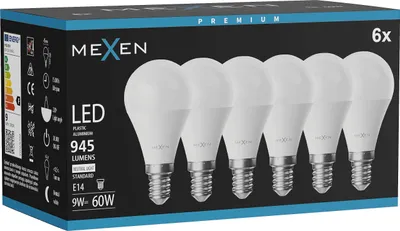 Produktbild von Mexen Nova 6x LED-Lampe E14, G45, 9W, Neutral - 4000K, 945 lm - L101-E14-0940-01x06