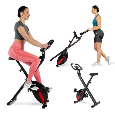 Produktbild von Hop-Sport Heimtrainer Fahrrad Quest - klappbares Fitnessbike Hometrainer mit Magnetwiderstand & 10 Widerstandsstufen, LCD-Display, Pulsmessung, KI-generiertes Bild
