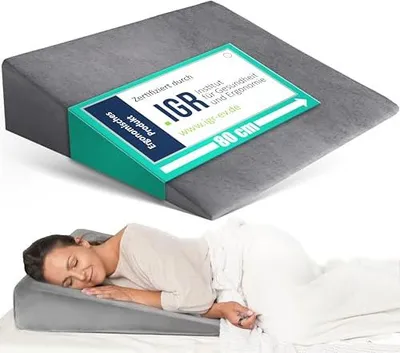 Produktbild von DYNMC you Keilkissen für Bett & Sofa – Ergonomisches Stützkissen zur Schlaf- und Rückenunterstützung – Komfortkissen für Erwachsene (Grau, 80 cm)
