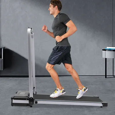 Obrázek produktu pro Běžecký pás Mini Elektrická chodící podložka se zábradlím Fitness zařízení LED displej Podlaha stojící dálkové ovládání (černá)