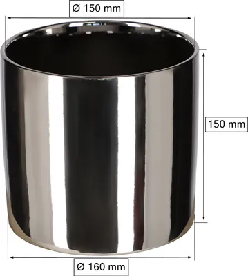 Obrázok produktu pre KOTARBAU® Lesklý kvetináč ⌀160mm valcový kvetináč keramický kvetináč strieborný