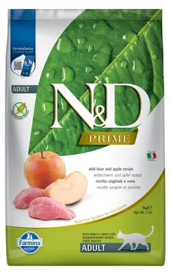 Zdjęcie produktu dla Farmina Pet Food N&D Prime, Dorosły, Jabłko, Dzik, 5 kg, Nie zawiera ziarna