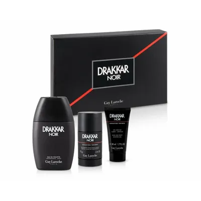 Obrázek produktu pro Sada : Drakkar Noir EdT pro muže 100ml + Drakkar Noir čisticí sprchový gel pro všechny typy pokožky 50ml + Drakkar Noir antiperspirant deodorant ve spreji pro muže 150ml