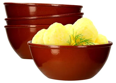 Produktbild von Servierschale aus Ton I 4er Set I Ø 18 cm I Größe L I Mediterran I Glasiert I Handarbeit I Antik/Vintage I Mittelalter I Wikinger
