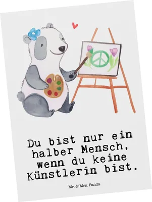 Produktbild von Mr. & Mrs. Panda Grußkarte Künstlerin Herz - Weiß - Geschenk, Postkarte, Kunstschule, Spruch, Ansichtskarten, Postkarten, einzelkarte, Lustig, Fotokarte, Witzig