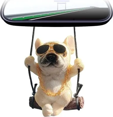 Produktbild von Dekorativer Rückspiegelhalter fürs Auto mit französischer Bulldogge – Weihnachts-Autospiegelhalter – Bulldoggen-Innenspiegelhalter – lustige Geschenke für Autospiegelhalter