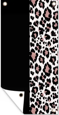 Produktbild von MuchoWow® 30x60 cm Outdoor-Poster Gartendeko Sichtschutz Garten Poster für den Garten  Tiermuster - Panther - Rosa