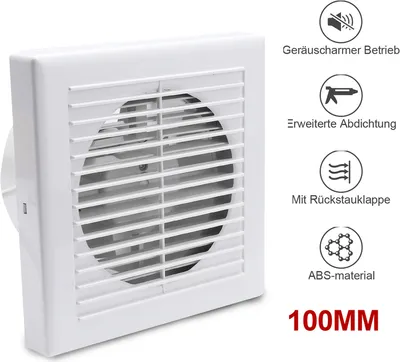 Produktbild von Lospitch Badlüfter Einbauventilatoren Ventilator Wandluefter Leise Weiss WC 100mm Mit Rueckflussleitblech