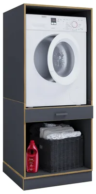 Productafbeelding van Wasmachinekast met onderkast, wasmachineombouw met opbergruimte achter twee draaideuren en een lade, afmetingen: bovenkast H. 162 x B. 67 x D. 68 cm, Rislo OP XL
