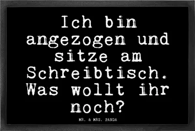Produktbild von Mr. & Mrs. Panda fußmatte Ich bin angezogen und... 40 x 60 cm - Schwarz - Geschenk, Glizer Spruch Sprüche Weisheiten Zitate Lustig Weisheit Worte, Schmutzfangmatte