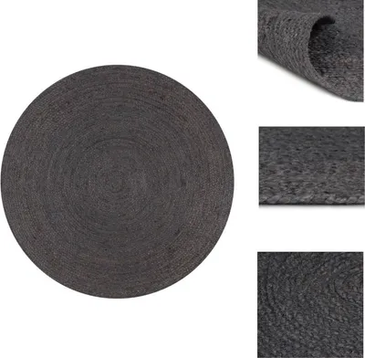 Produktbild von vidaXL Teppich Handgefertigt Jute Rund 90 cm Dunkelgrau -  Teppiche