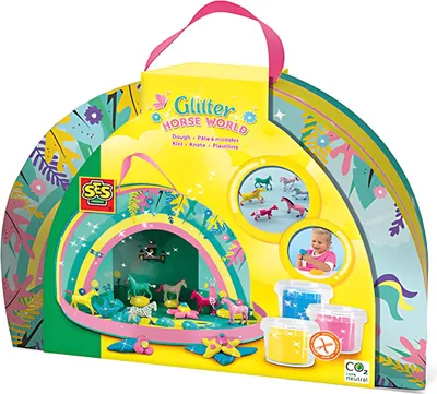 Produktbild von Ses Glitzer Knete Pferde Spielset - Spielkoffer mit Pferden