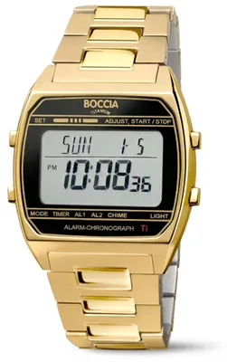 Imagen del producto de Boccia 3738-10, reloj digital, titanio, color dorado/negro