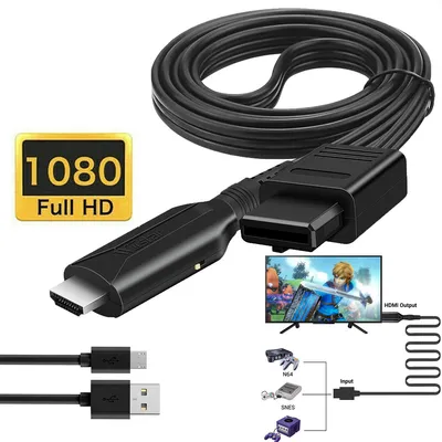 Produktbild von N64 zu HDMI Konverter Kabel Full HD Video Adapter für Nintendo 64/NGC/SNES NEW