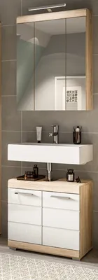 Produktbild von Badmöbel Set 2-teilig "Mambo" weiß Hochglanz und Sonoma Eiche 60 x 191 cm