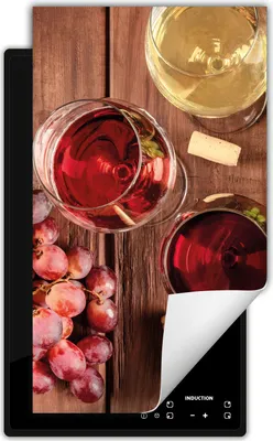 Produktbild von DarHaus Herdabdeckplatte 1 teilig 30x52 cm Anti Rutsch Matte Aufrollbar, Wein - Holz