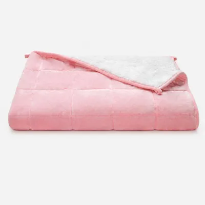 Image de Couverture lestée pour enfants en polaire moelleuse  - Polaire rose / 2,5 kg / 90 x 120 cm - Couverture lestée