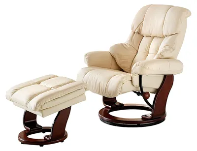 Produktbild von home24 Relaxsessel mit Hocker - Echtleder / Kunstleder
