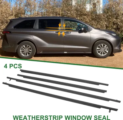Image de Joint D'Étanchéité De Fenêtre, Bande De Joint De Garniture De Fenêtre, Pour Toyota Sienna 2003-2010, PVC, No.68160Ae010/68210Ae010/6818008010/6823008010, Noir, 4 Pièces