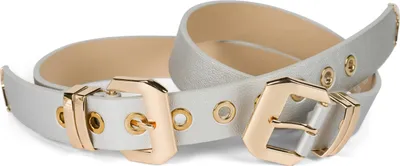 Produktbild von styleBREAKER Damen Gürtel mit doppelter goldener Schnalle und Lochnieten, B-Low Belt, Taillengürtel, kürzbar 03010121