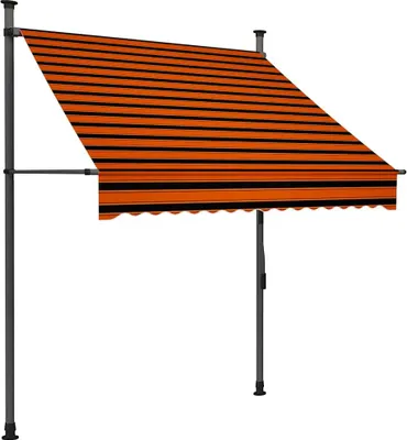 Obrázek produktu pro vidaXL Zatahovací markýza s ručním ovládáním a LED diodami 150 cm oranžovo-hnědá