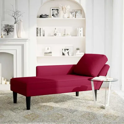 Produktbild von vidaXL Chaiselongue mit Kissen und Rechter Armlehne Weinrot Samt