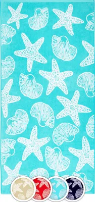 Produktbild von Strandlaken, 100% Baumwolle, 90x180 cm, türkis mit Meerestieren