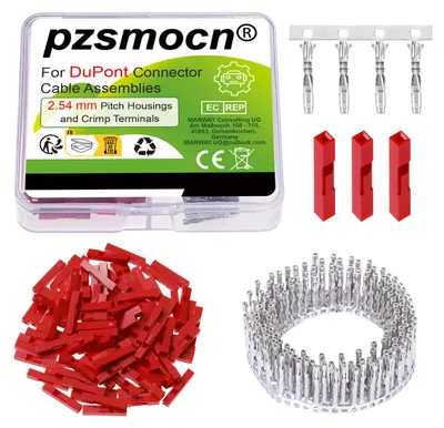 200 Stück 2,54 mm 1-Pin weibliche Crimpkontakte + Gehäuse rot