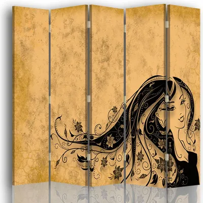 Produktbild von Paravent - Raumteiler Blumiger Kopf - Dekorativer Raumtrenner cm. 180x170 (5 x)