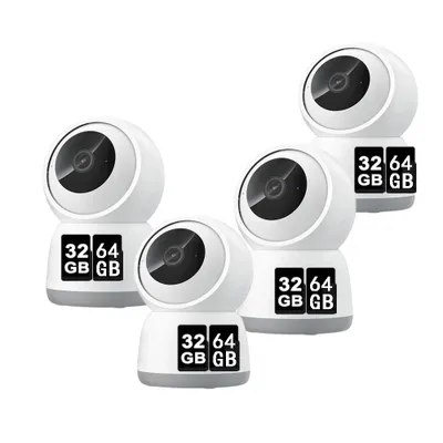 Produktbild von 4X 360° Schwenkbar Überwachungskamera Innen, 2,4GHz / 5GHz WiFi Kamera Indoor für Baby, KI Personenerkennung, Auto-Tracking, One-Touch Call 32&64GB