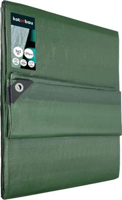 Immagine prodotto di Telone impermeabile 3x3 m verde oliva - Resistente copertura protettiva in poliestere resistente ai raggi UV