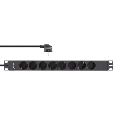 Imagen del producto de InLine® 16418I, regleta de enchufes InLine® de 19", con 8 tomas de corriente con conexión a tierra, sin interruptor, 2 metros de longitud, color