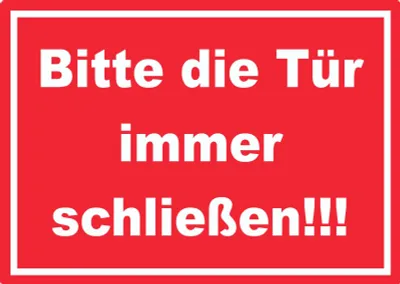 Produktbild von Aufkleber Bitte die Tür immer schließen weiss-rot A8 (52x74mm)