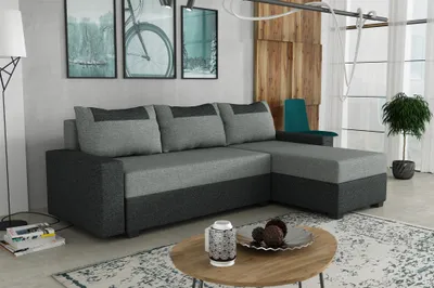 Produktbild von Ecksofa Schlafsofa Sofa HEDVIG LUX Inari Dunkelgrau- Grau Ottomane Rechts