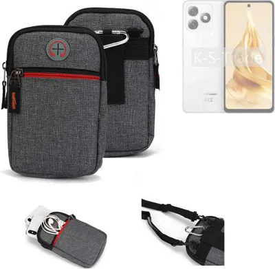 Produktbild von K-S-Trade Holster Gürteltasche kompatibel mit Ulefone Note 18 Pro Handy Tasche Schutz Hülle grau Zusatzfächer 1x