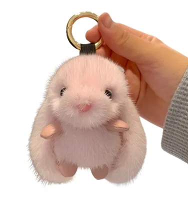 Immagine prodotto di Camerazar Coniglio rosa di peluche - portachiavi con pompon per borsetta