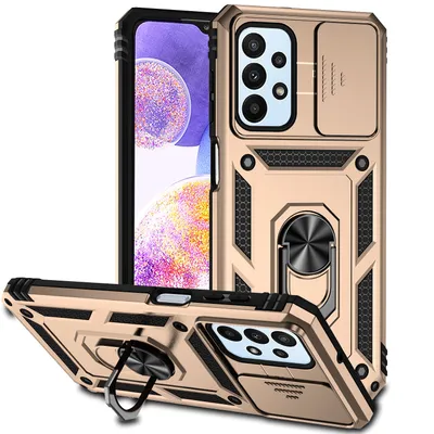 Obrázek produktu pro Pouzdro pro Samsung Galaxy A23 4G dvouvrstvé pouzdro s posuvným krytem kamery a prstencovým stojánkem Zlato