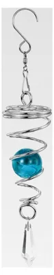 Produktbild von 8" Blickkugel mit spiralförmigem Ende und dekorativen Windrädern, 1" Kristallglas Kugel mit Hänger und Drehhaken für Innen- und Außendekoration in Himmel Blau