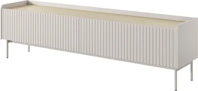 Image de Selsey Liwelo - Buffet TV 2 portes avec façades striées en gris, 181 cm